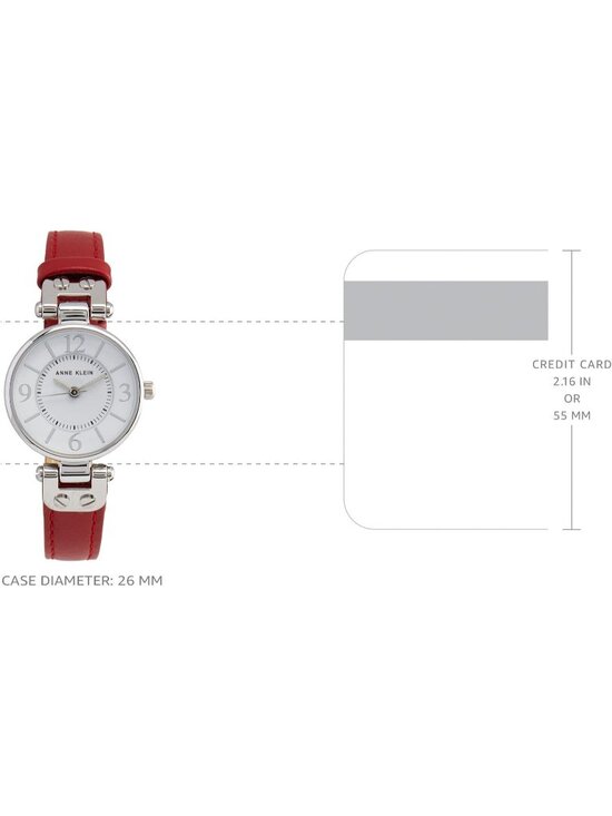 Anne Klein Women\'s Silver Red Leather Strap Fashion Analog Japanese Quartz Watch main image 4